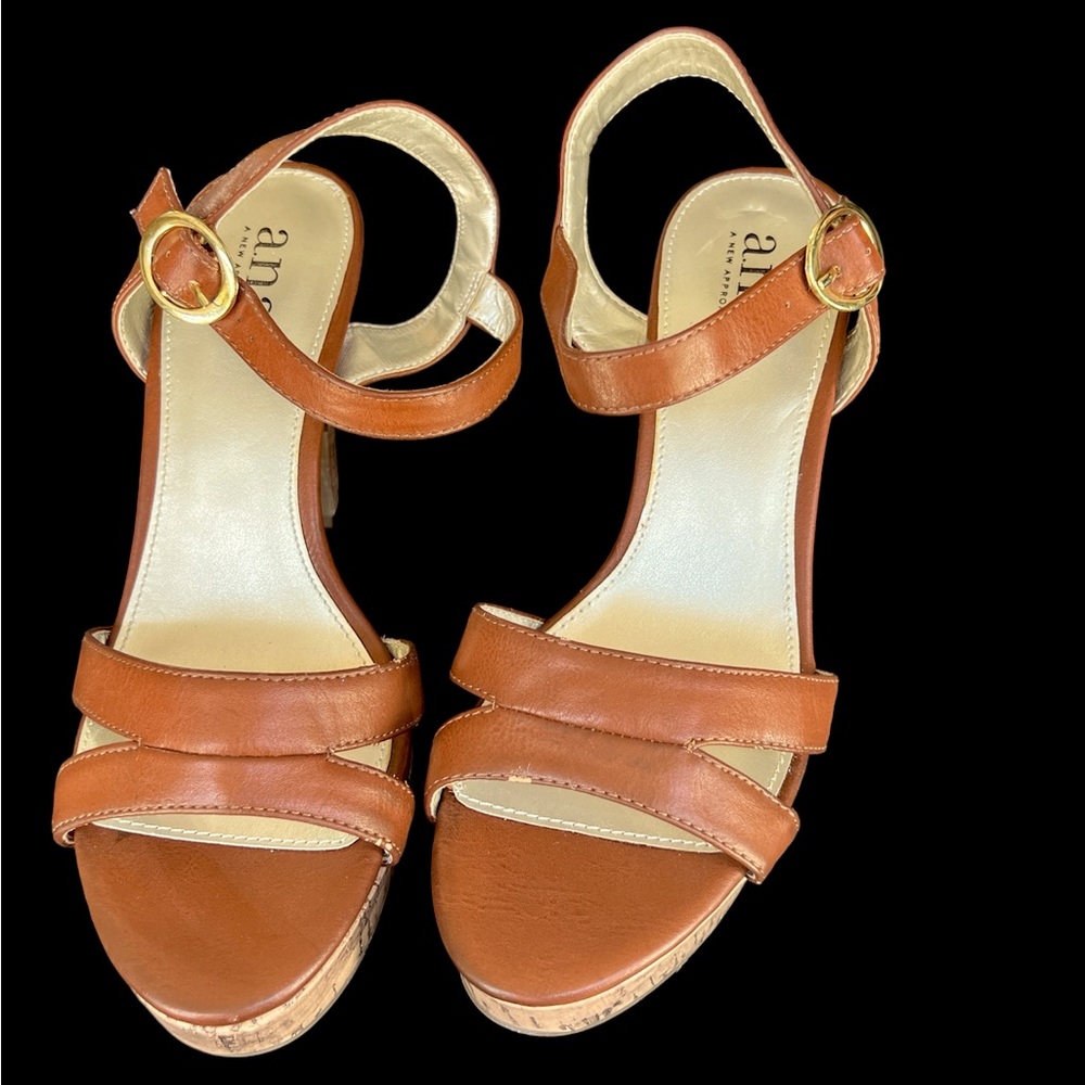 Ana brown faux leather high heels